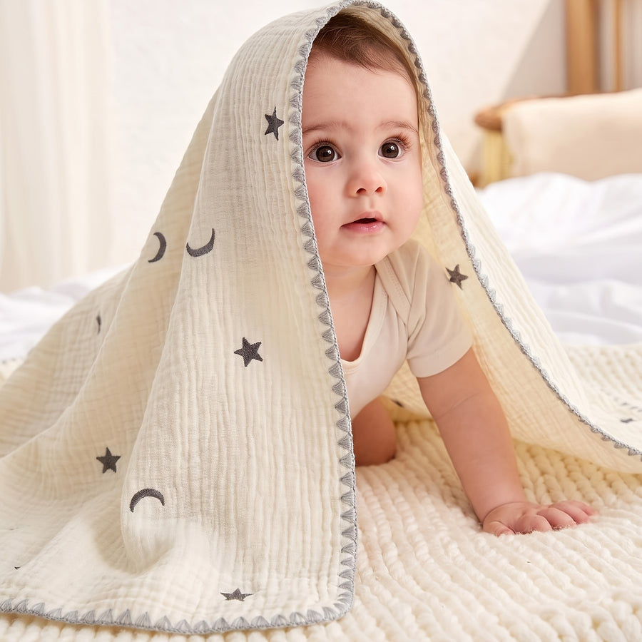 Couverture pour enfant 1 pièce en gaze de coton brodée — Monptitlou