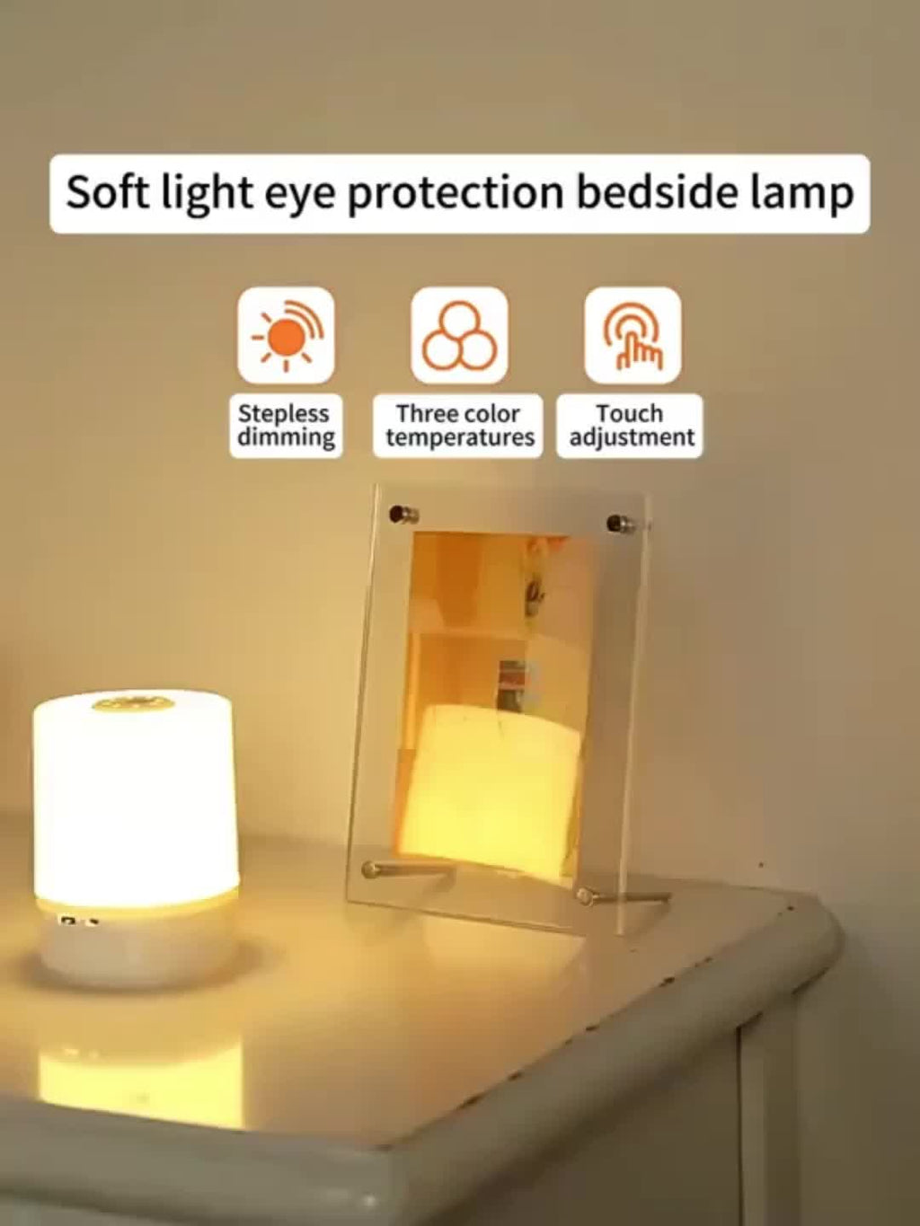 [Lumière blanche chaude] Lampe de nuit LED rechargeable à commande — Monptitlou