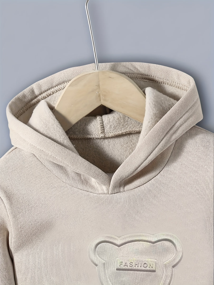 Ensemble de sport à capuche épais motif ours 3D en relief pour automne — Monptitlou