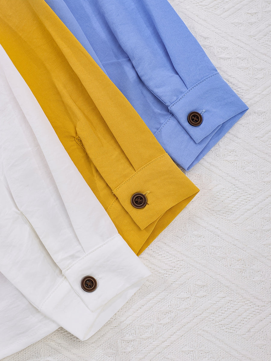 Chemises à col décontractées street style couleurs dopamine pour — Monptitlou