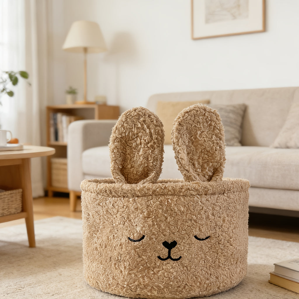 1 panier de rangement en polaire Teddy Lapin Mignon — Monptitlou