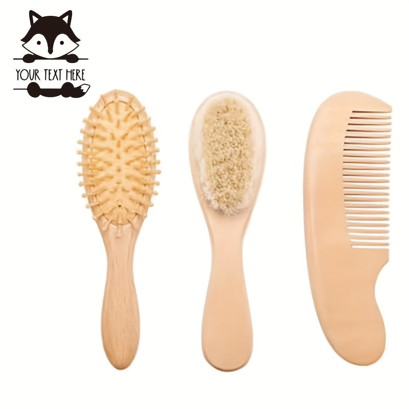 1 Set de brosse à cheveux et peigne en bois de hêtre personnalisé avec — Monptitlou