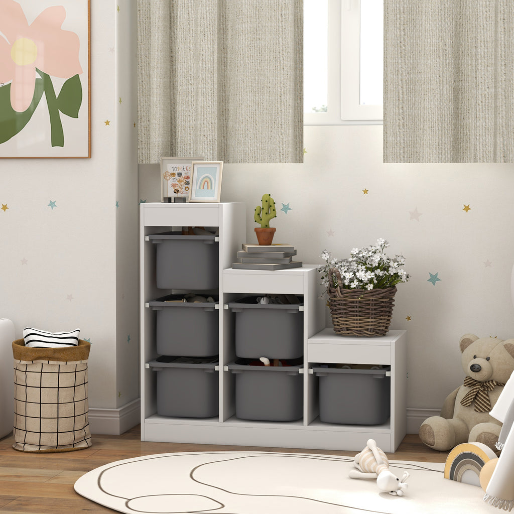 Meuble de rangement pour jouets avec 6 bacs amovibles et 3 niveaux — Monptitlou
