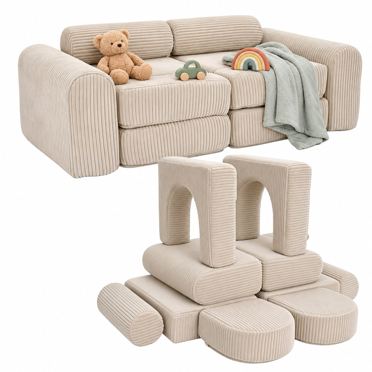 Set canapé de jeu 10 pièces « Cord » beige — Monptitlou Image