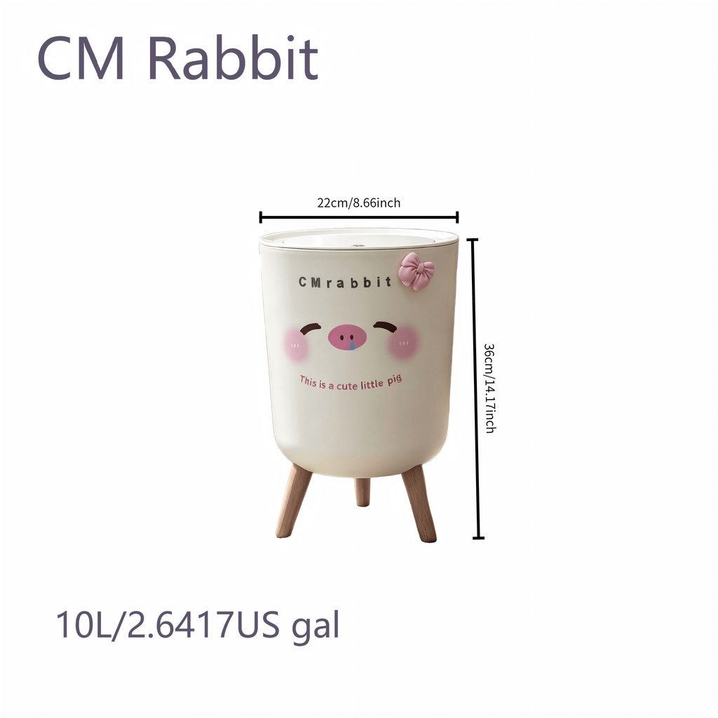 Poubelle à couvercle fermé avec motif adorable de cochon rose — Monptitlou
