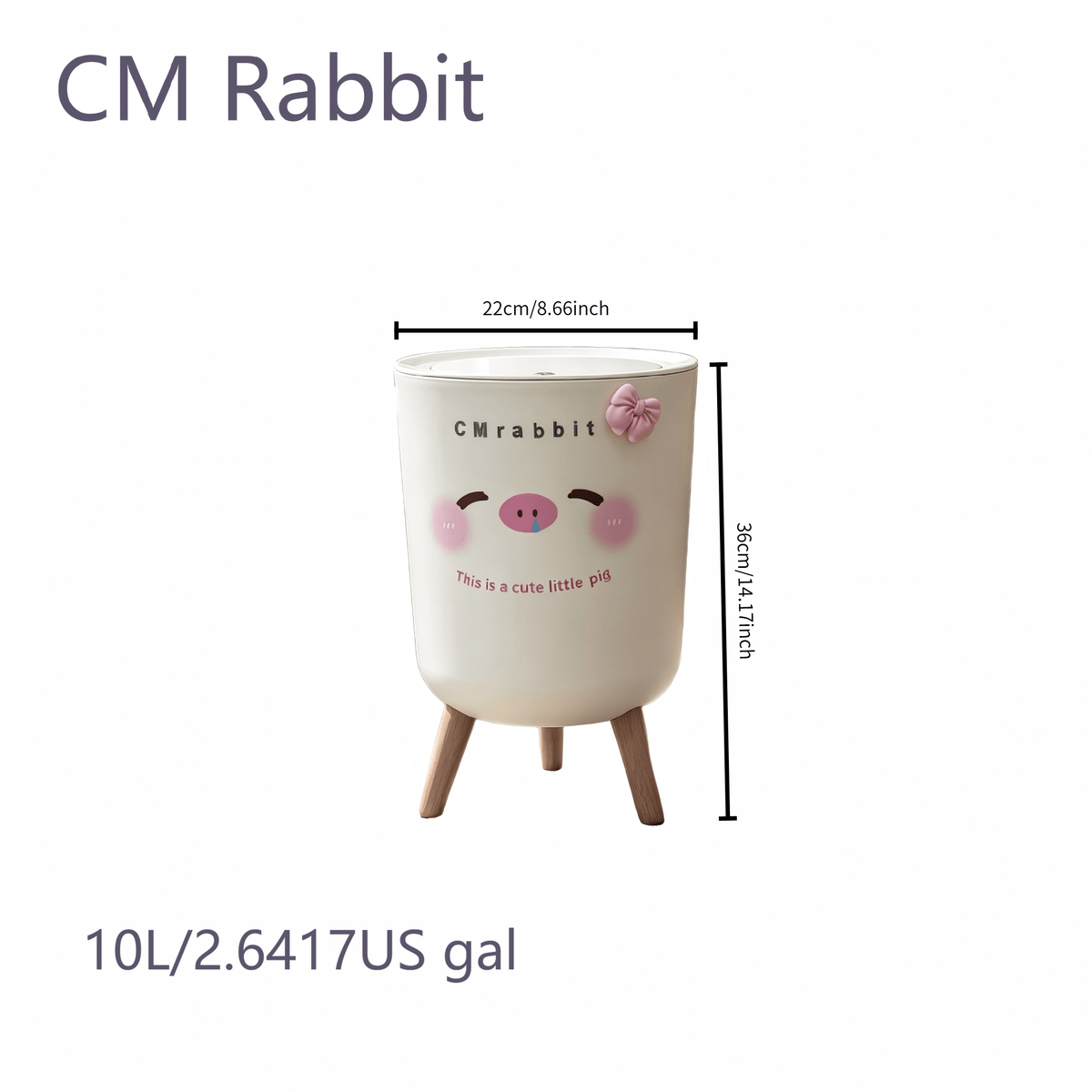 Poubelle à couvercle fermé avec motif adorable de cochon rose — Monptitlou Image