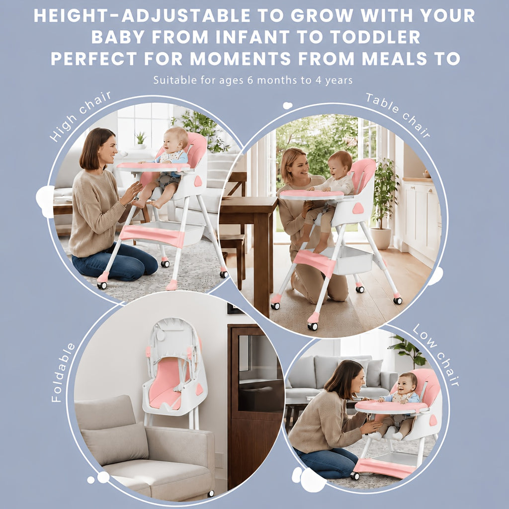 [Chaise 3-en-1 pliable] Chaise Haute Bébé 3-en-1, Pliable et Portable — Monptitlou