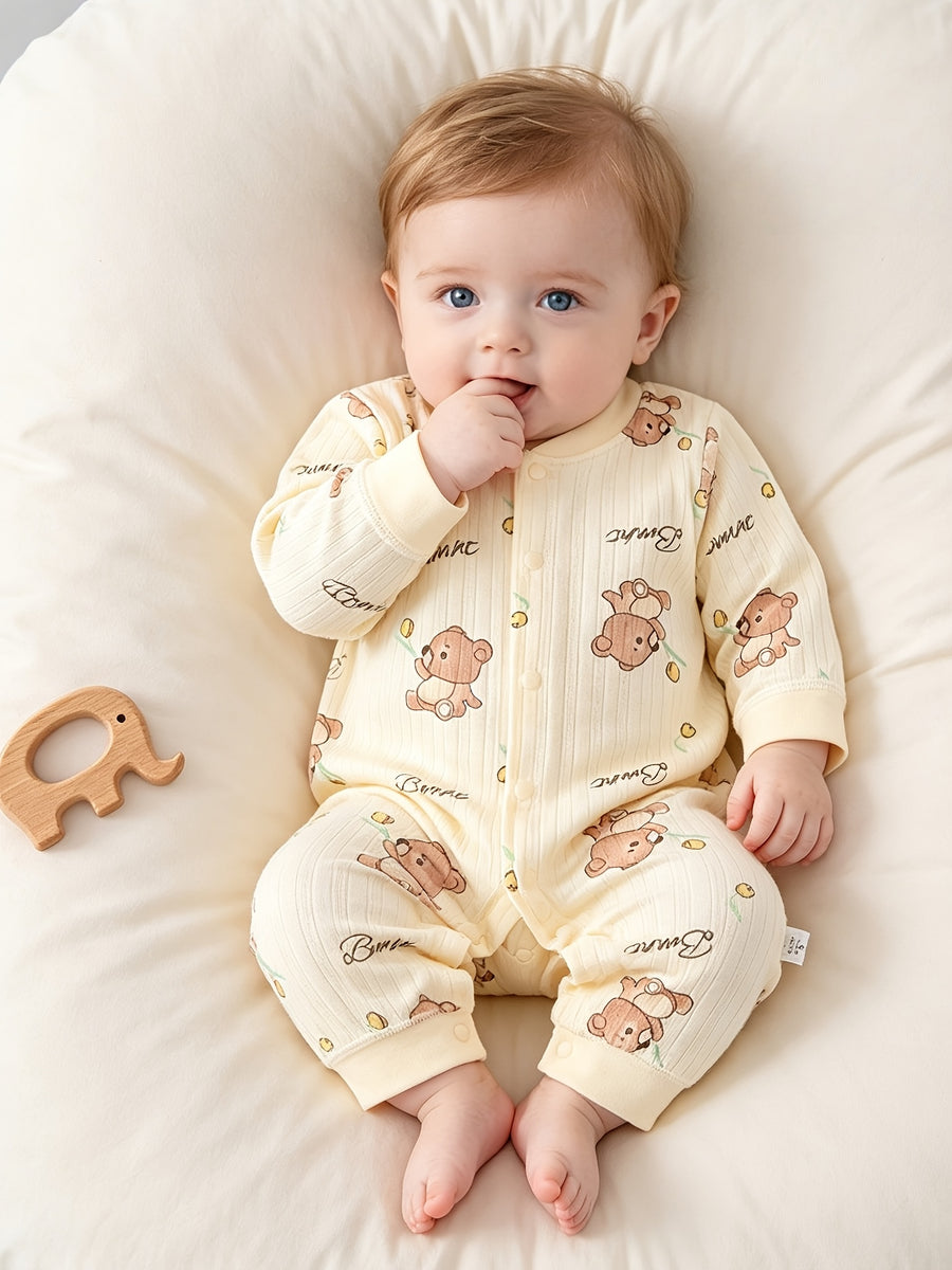 Combinaison bébé ours en peluche fleurie — Monptitlou