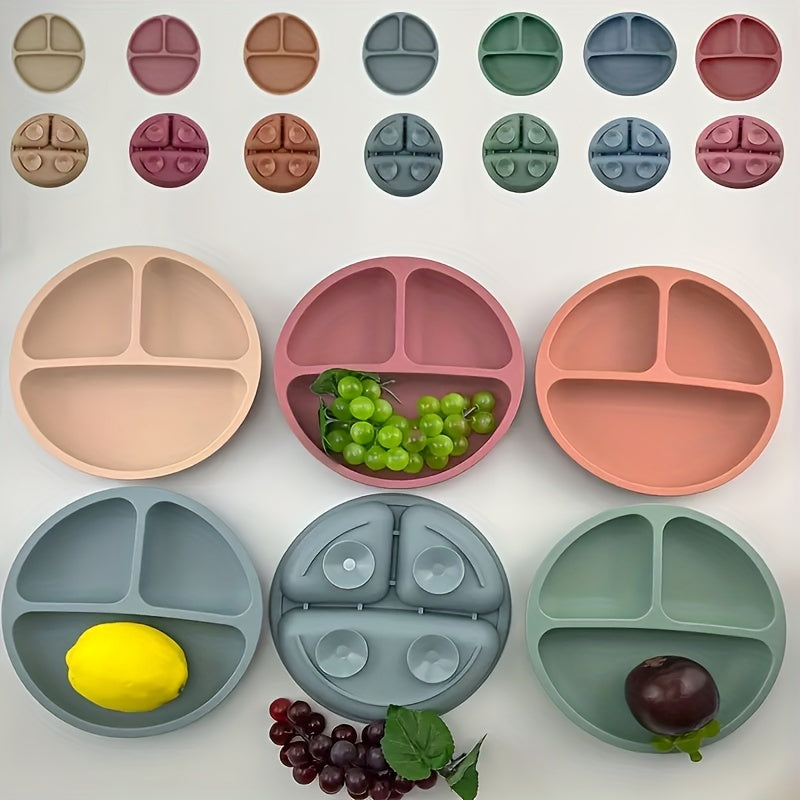 Assiettes à ventouse pour bébés, en silicone avec couvercle — Monptitlou