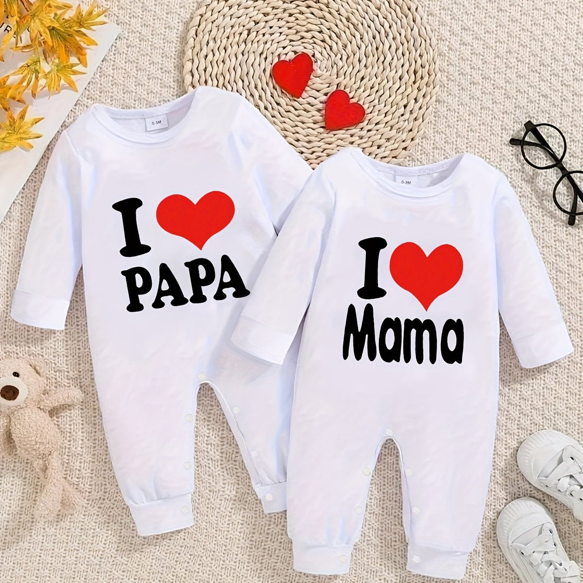 Grenouillère Bébé Garçon "J'AIME PAPA & J'AIME MAMA" — Monptitlou Image