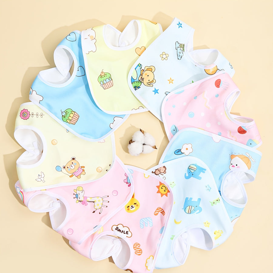 Bavoir pour Bébé Nouveau-né - Motif Aléatoire Rose Bleu Jaune — Monptitlou