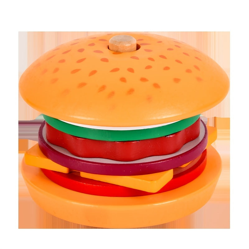 Lot de jouets en bois à empiler en forme de hamburger — Monptitlou