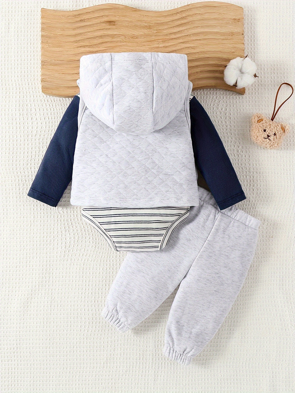 Ensemble trois pièces automne/hiver pour garçons : Gilet à capuche avec — Monptitlou