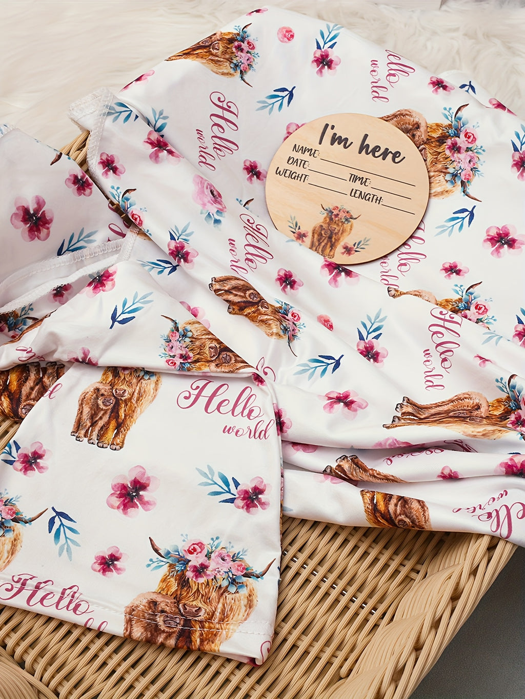 Ensemble 3 pièces pour nouveau-né : couverture d'emmaillotage et bonnet, photo 19