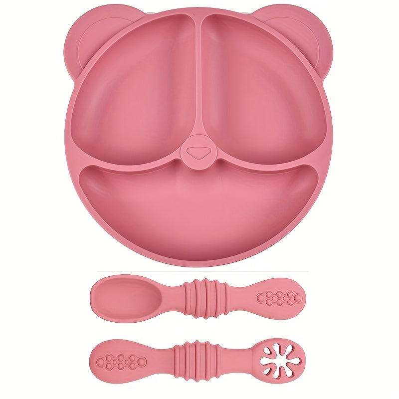 [Cadeau pour enfants] Assiette Divisée en Silicone (avec Ventouse) et 2 — Monptitlou Image