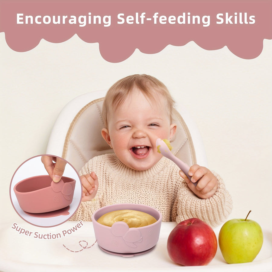Bols en silicone alimentaire pour bébé avec cuillère 120 mm — Monptitlou