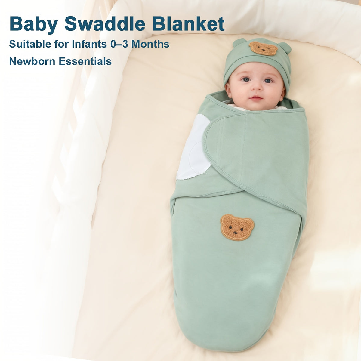 Ensemble Bébé Pure : Doublure et Bonnet, Motif Ours — Monptitlou Image