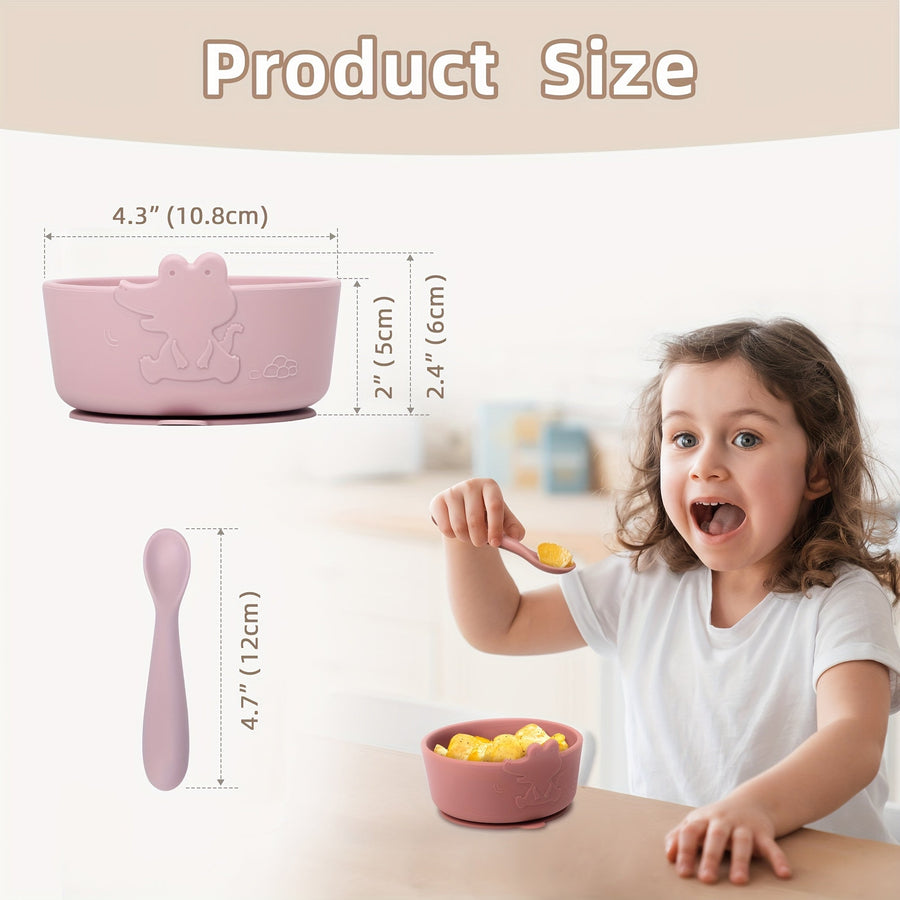 Sets d'alimentation pour enfants : bol et cuillère en silicone avec — Monptitlou