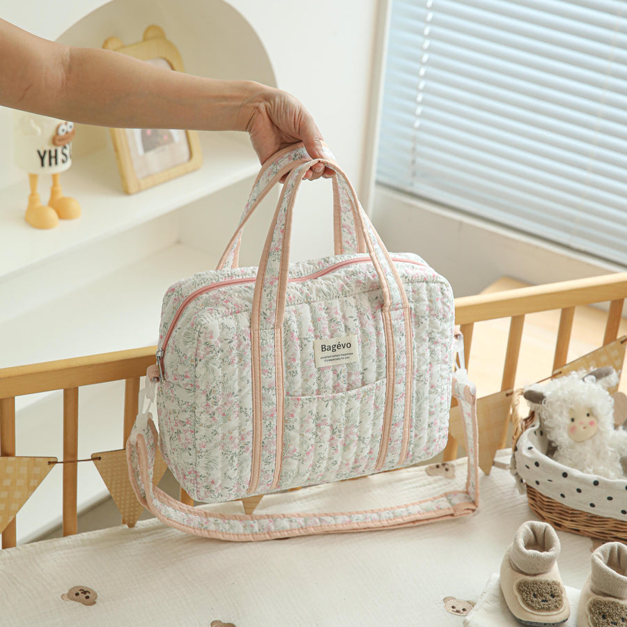 Sac fourre-tout mignon pour maman, motif floral et matelassé — Monptitlou