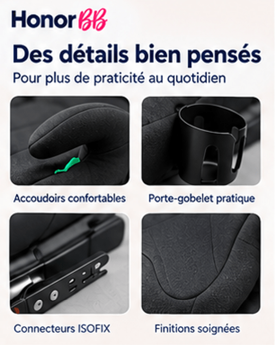 HonorBB Rehausseur I-Size ISOFIX Cosyfix R129 – Sécurité et confort — Monptitlou