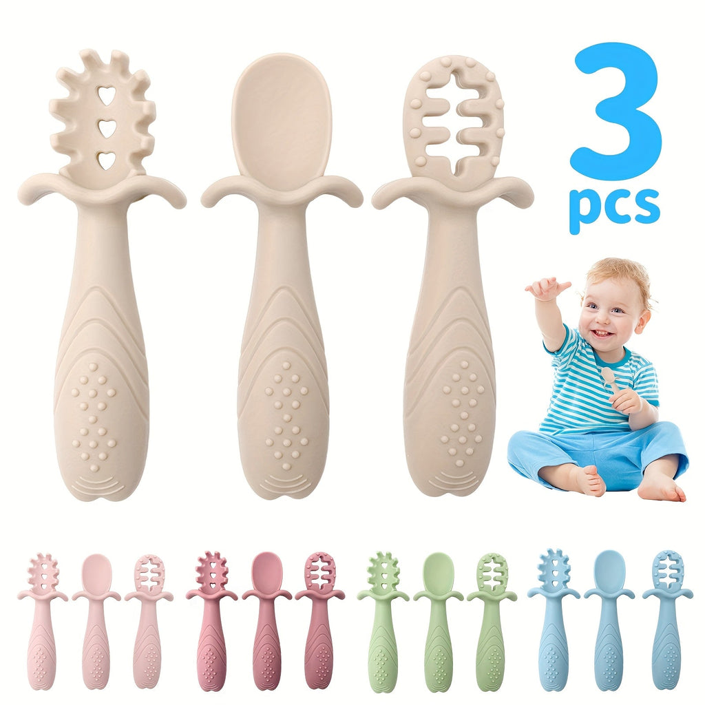 [Set de cuillères pastel] Lot de 3 Cuillères - Comprend 3 Cuillères aux Formes Uniques, Ce Set de Nourriture Douce Inclu