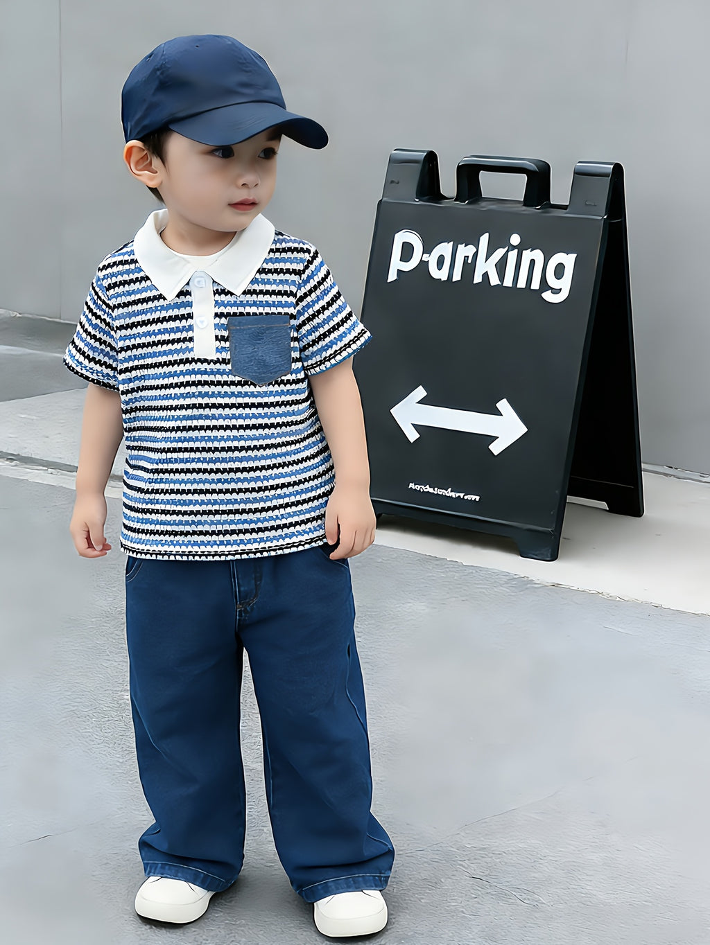Ensemble 2 pièces polo rayé garçon printemps/été décontracté + pantalon