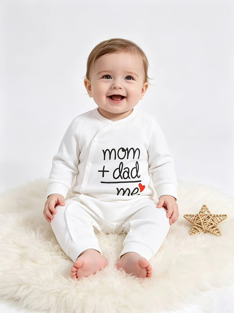 Body bébé manches longues à col incliné et imprimé lettré, grenouillère, combinaison rampante pour nouveau-né, pyjama un