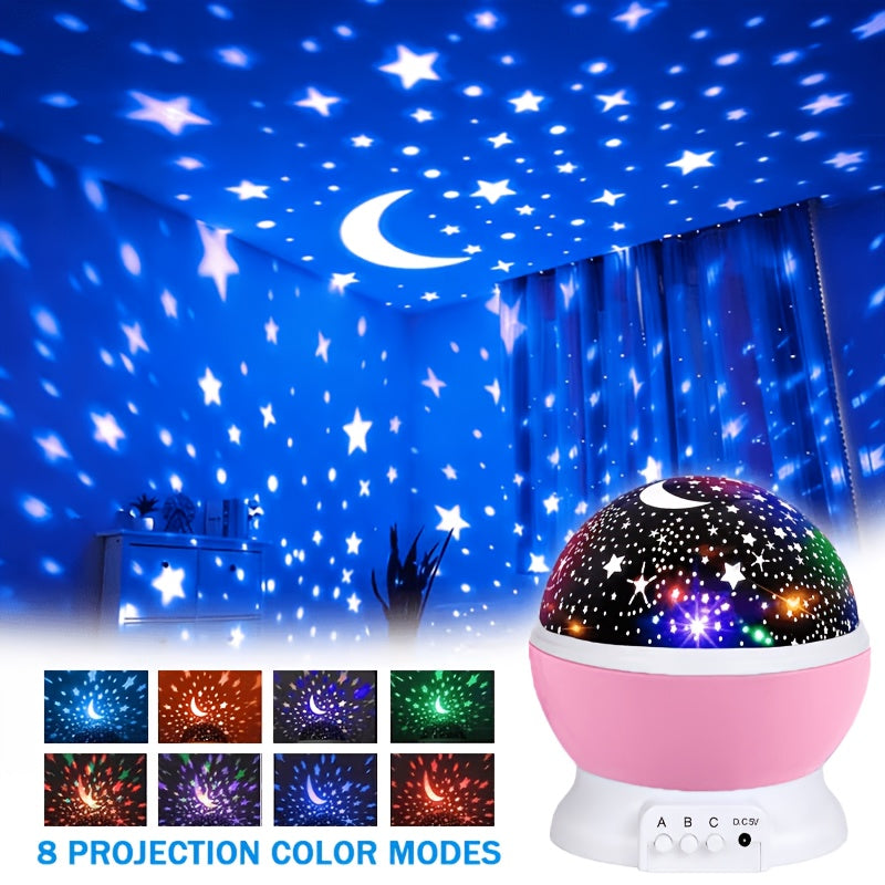 Lampe d'ambiance projection étoiles et lune, multi-couleurs rotative — Monptitlou