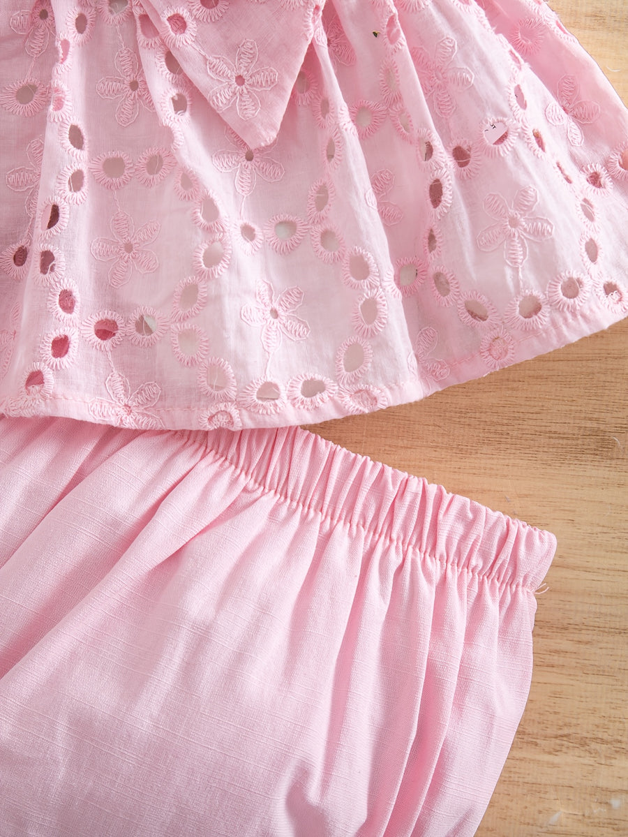 Ensemble été pour bébé fille : haut décontracté et mignon avec nœud — Monptitlou