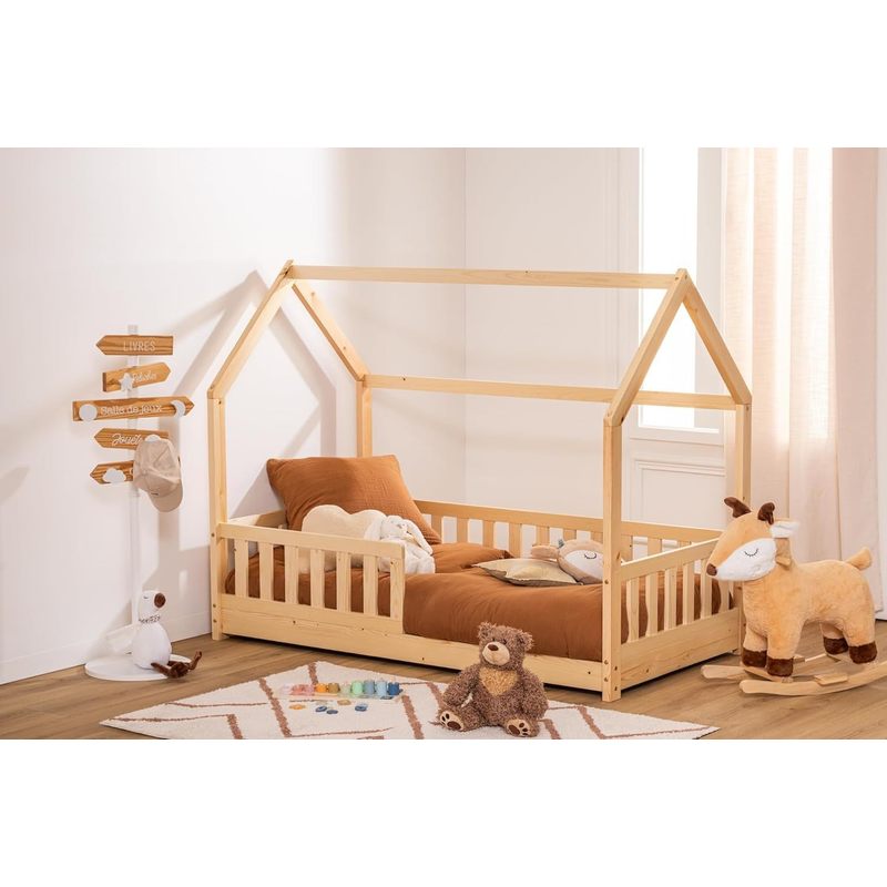 Lit cabane en bois pour enfant, 80 x 160 cm — Monptitlou