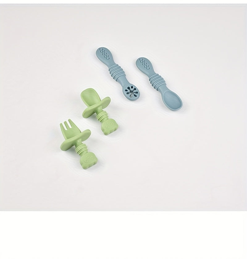 Cuillères et fourchettes en silicone pour bébé 0-3 ans — Monptitlou