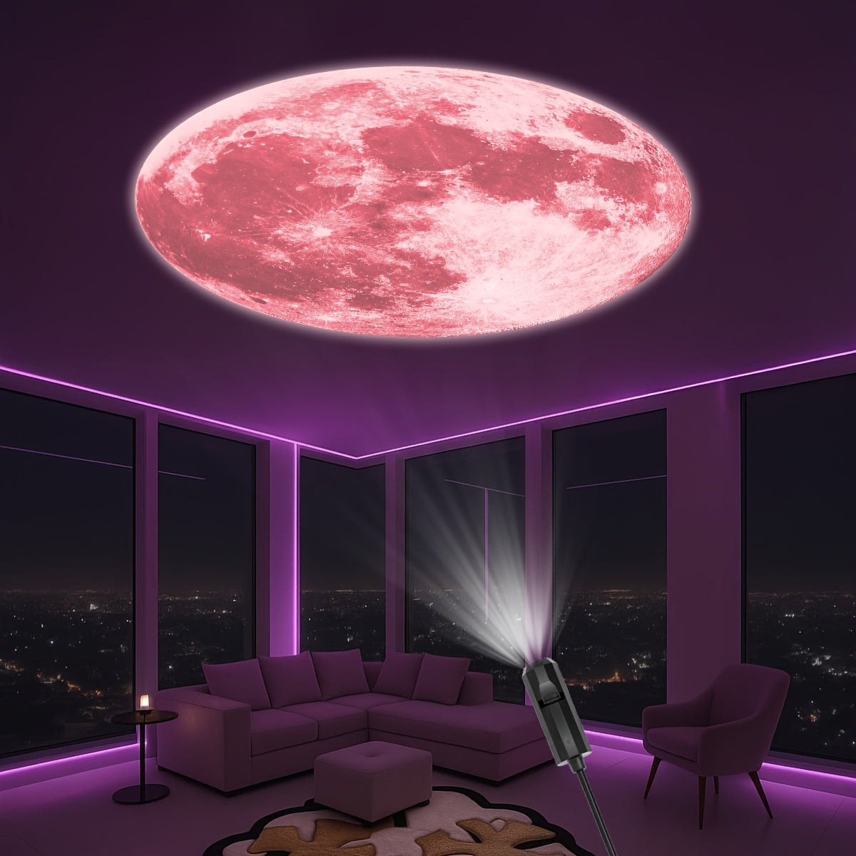 Lampe de projection à motif de lune, avec 5 options de couleur de lune — Monptitlou Image