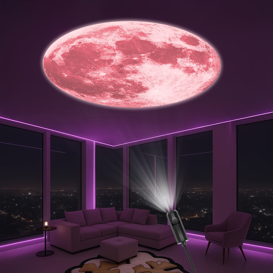 Lampe de projection à motif de lune, avec 5 options de couleur de lune — Monptitlou