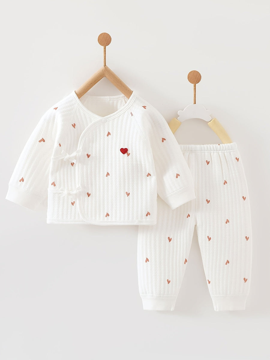 Ensemble hivernal chaud 2 pièces pour nourrissons : haut à manches longues et pantalon long pour nouveau-nés garçons et 