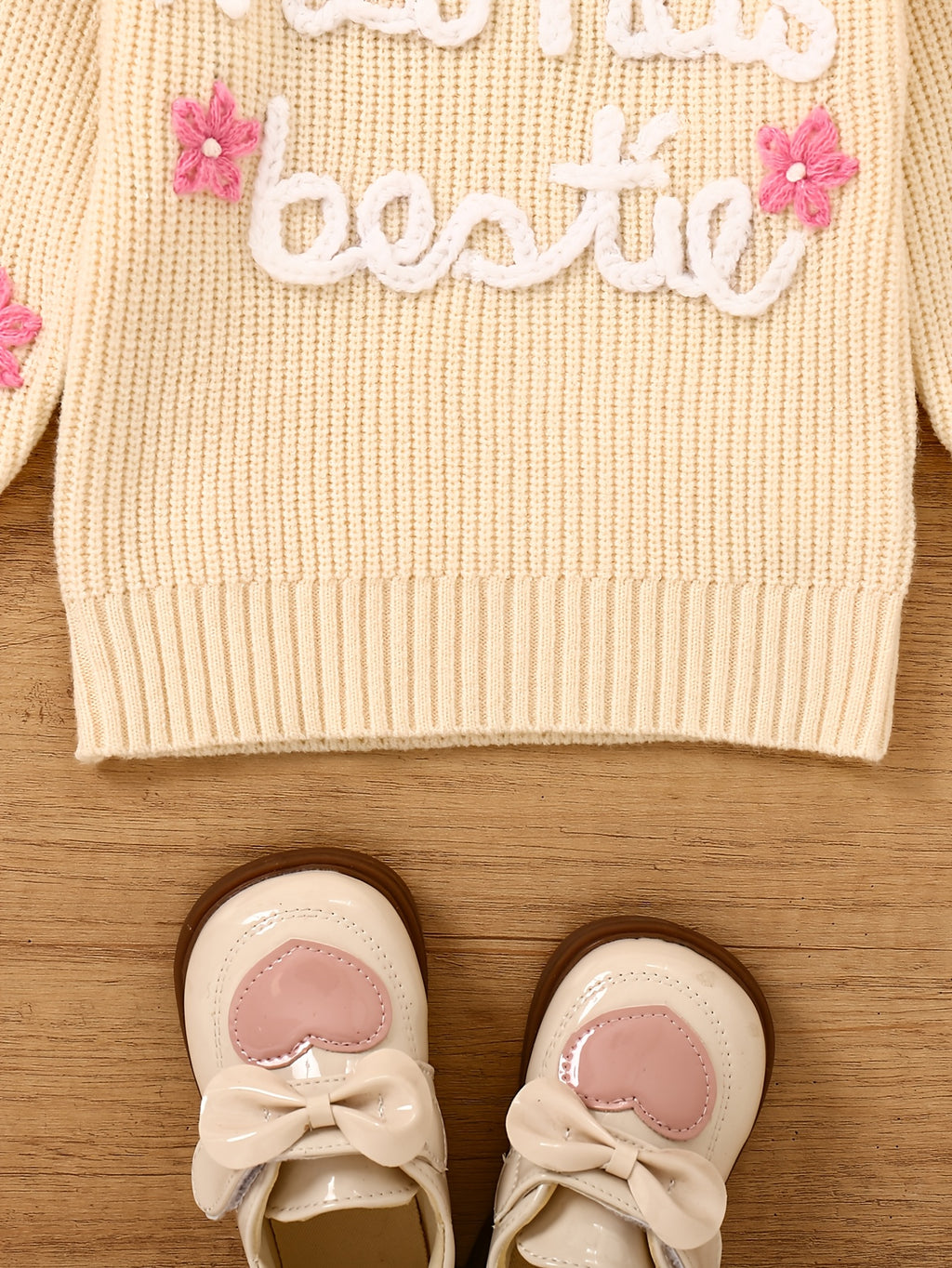 Pull à manches longues brodé à la main pour bébés filles avec lettres — Monptitlou