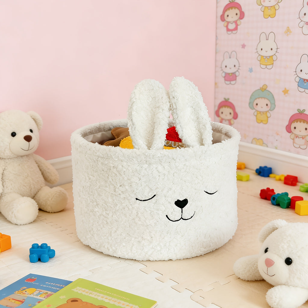 1 panier de rangement en polaire Teddy Lapin Mignon — Monptitlou