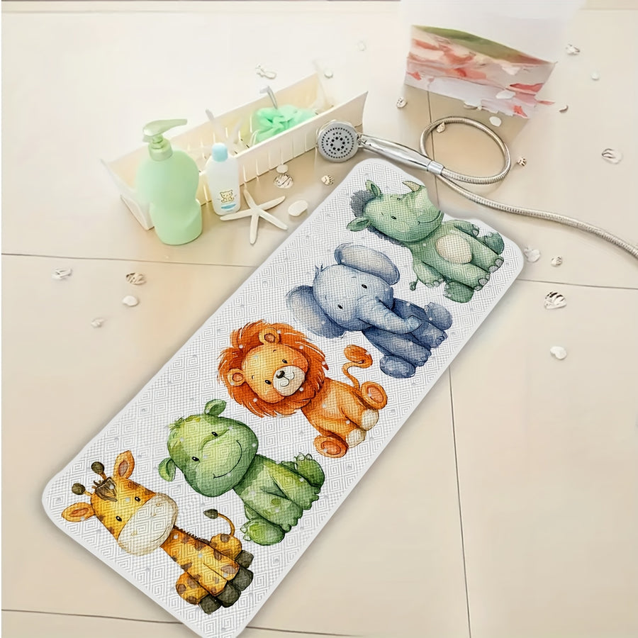 Un tapis de baignoire avec motifs de dessins animés d'animaux — Monptitlou