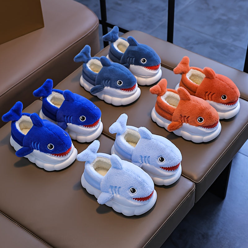 1 Paire de Chaussons en Peluche Requin Cartoon Mignons pour Garçons et — Monptitlou