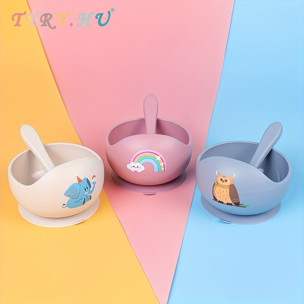 TYRY.HU Bol Bébé Personnalisé avec Ventouse - (Incluant un Bol et une Cuillère) - Début de l'Alimentation Autonome - Pre