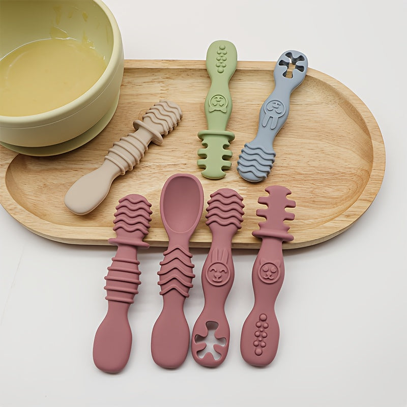 4 cuillères en silicone à mâcher — Monptitlou