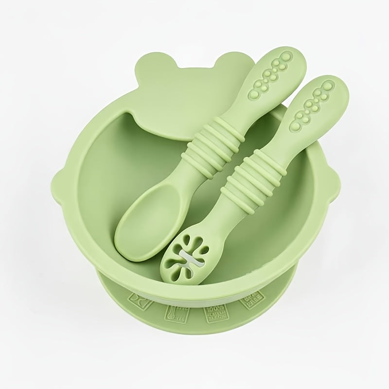 Lot de bol alimentaire en silicone pour bébé avec ventouse et cuillère — Monptitlou