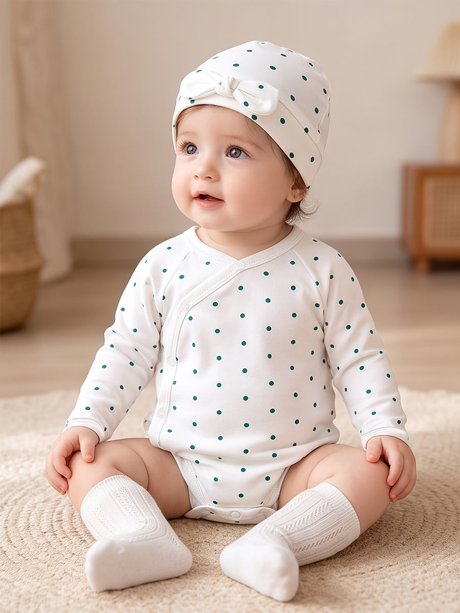Ensemble 2 pièces Printemps/Automne pour bébé : bandeau à nœud à pois — Monptitlou