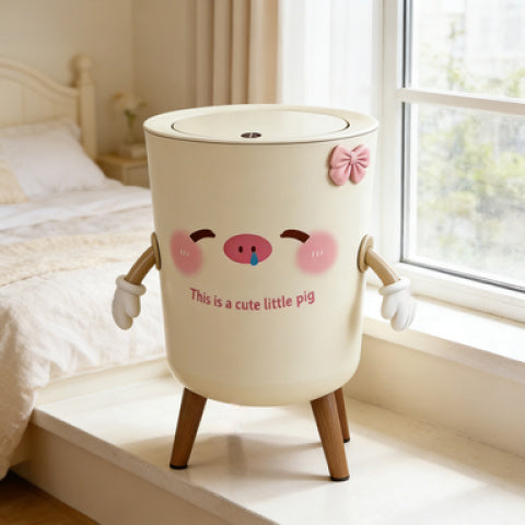 Poubelle couleur crème kawaii avec couvercle à pression pour décoration — Monptitlou
