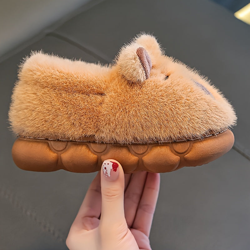 Chaussons en peluche pour enfants garçons et filles, chaussures d'intérieur hivernales pour bébé et tout-petit avec talo