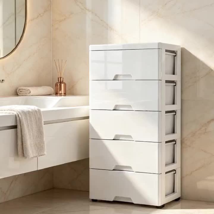 Tour de rangement en plastique à 5 tiroirs avec motifs esthétiques — Monptitlou