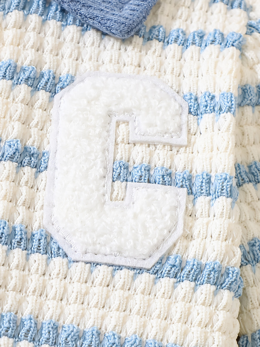 Pantalons polo à col pour bébé 0-1 an, bleu et blanc rayés — Monptitlou