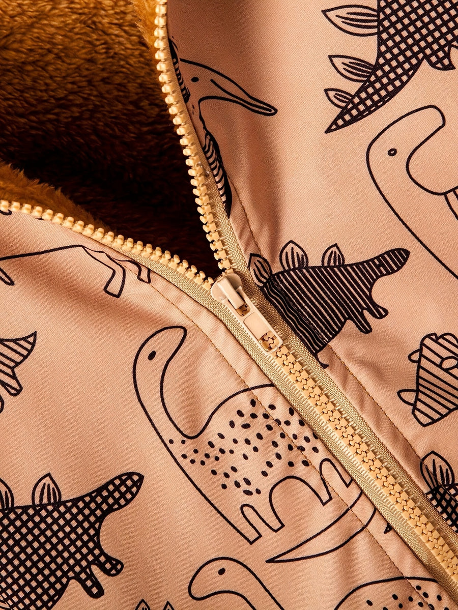 [Vêtements automne hiver] Veste à capuche en polaire teddy imprimée — Monptitlou