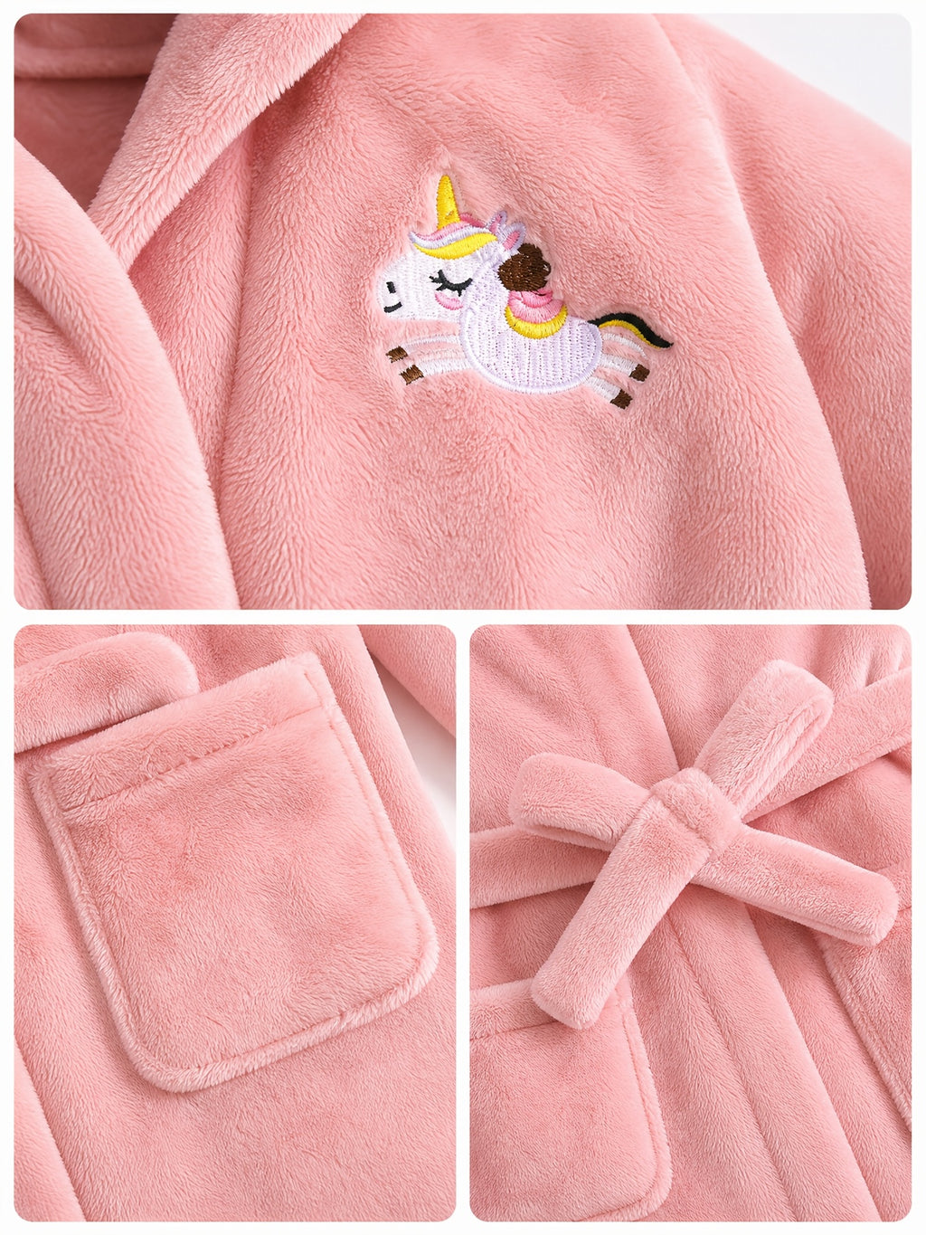 Robe à capuche brodée licorne pour filles avec manches longues — Monptitlou