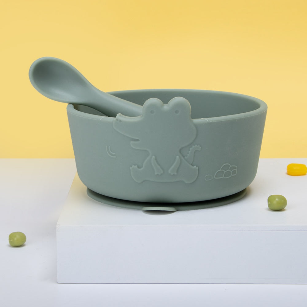 Sets d'alimentation pour enfants : bol et cuillère en silicone avec — Monptitlou