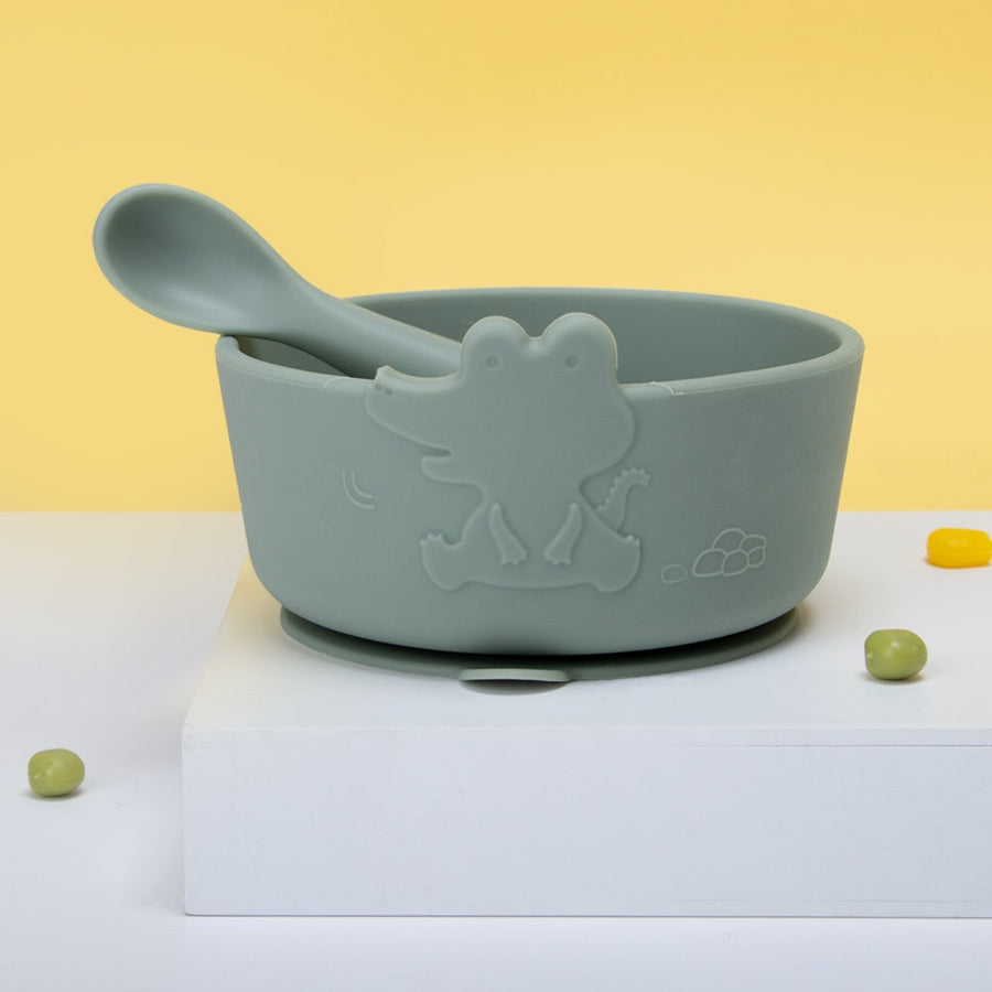Sets d'alimentation pour enfants : bol et cuillère en silicone avec — Monptitlou